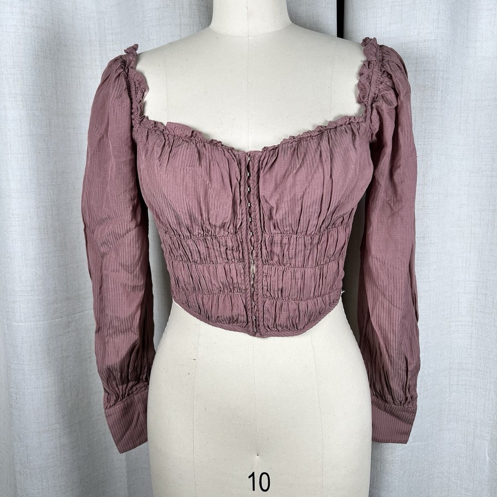 ASTR The Label Amber Sweetheart Top Milkmaid Corset Smocked Dusty Rose Small - Picture 1 of 10